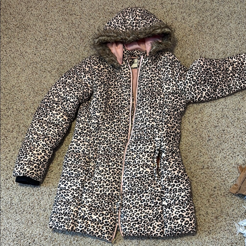 Cherokee Leopard Print Coat with Pink Lining
